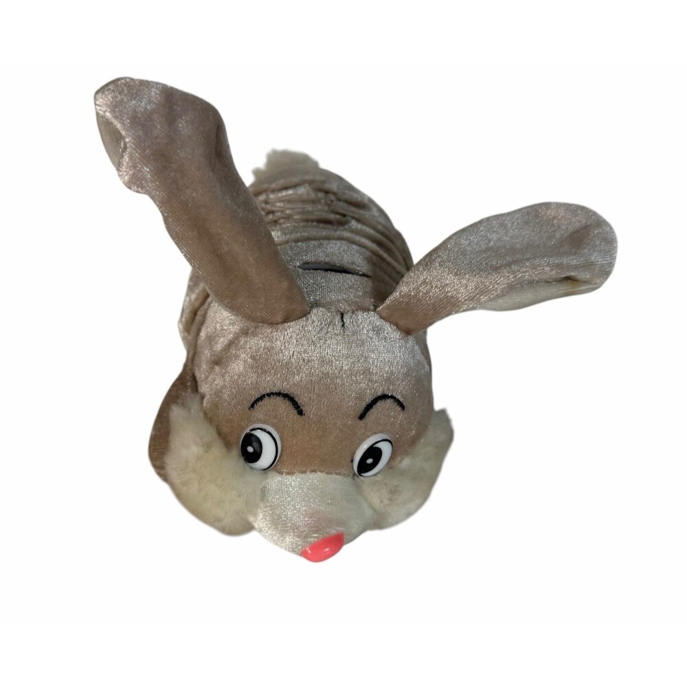 RARE Vintage Brown Slinky Brand Bunny Rabbit Expanding Piggy Bank 7in